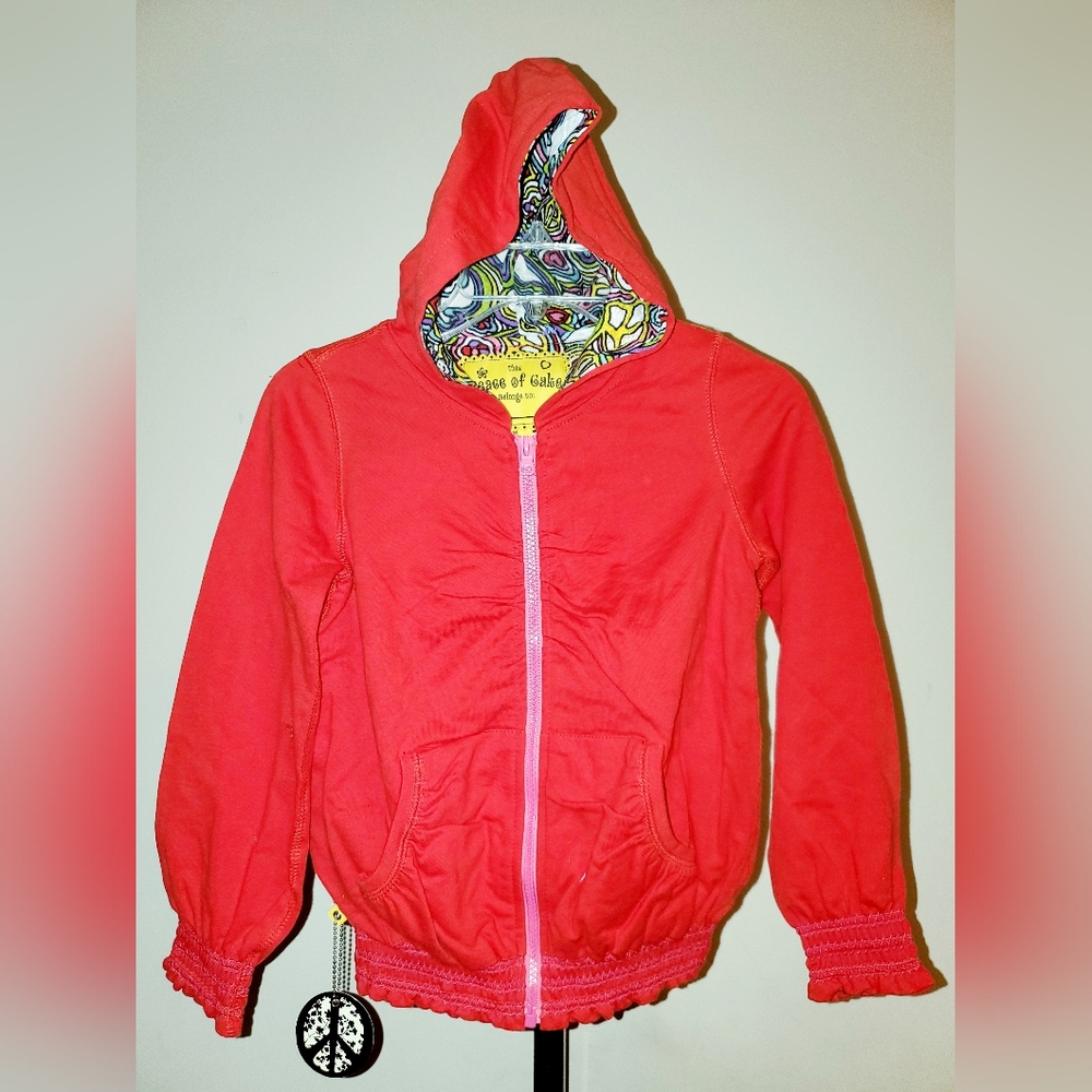 Peace Of Cake Red Hooded Jacket with Patterned Lining NWT